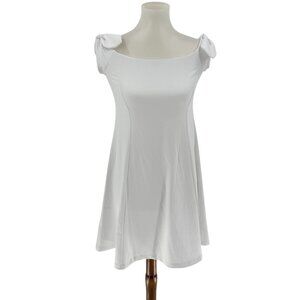 Susana Monaco White Fit & Flare Dress With Bow-Tie Shoulders Size Small